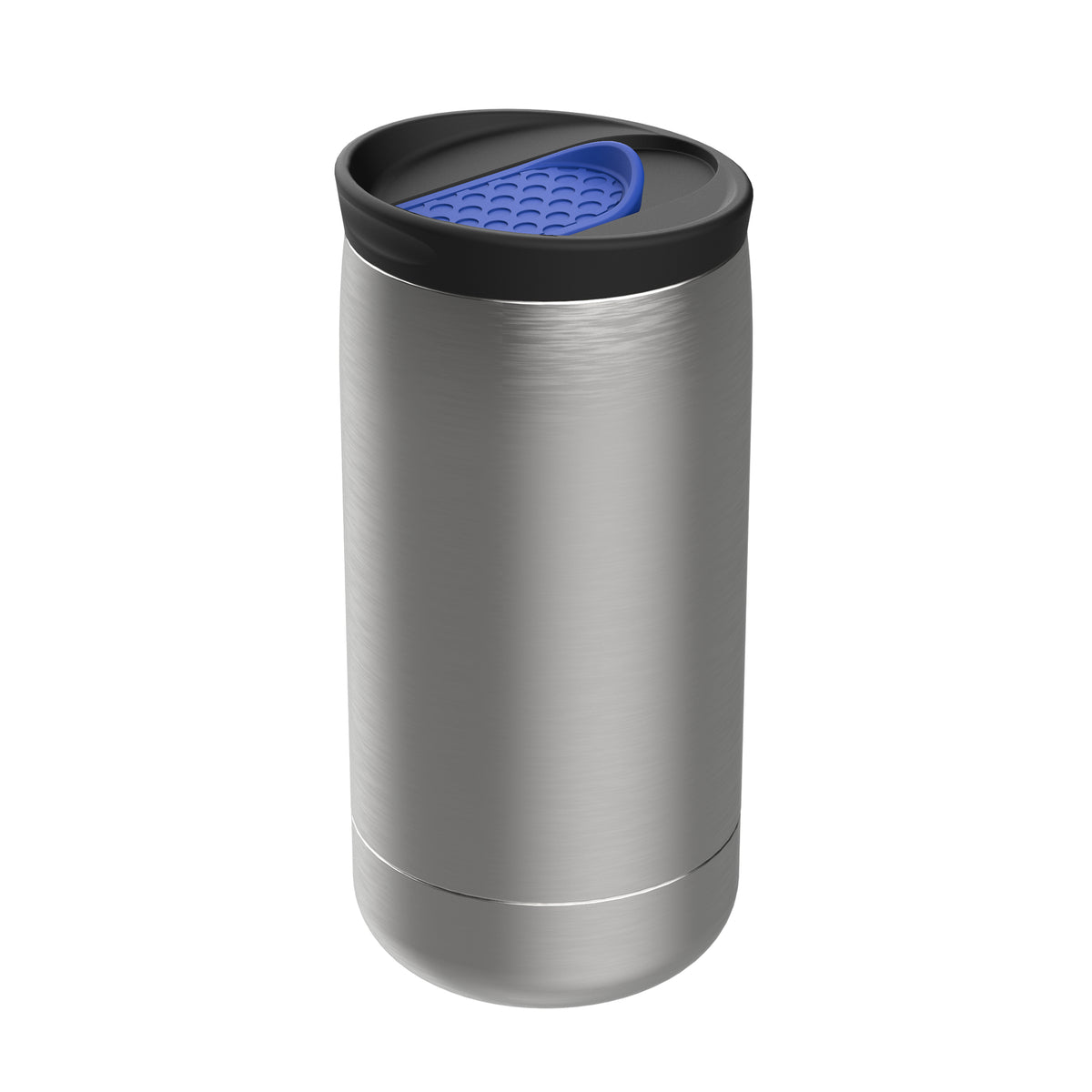 Becher: silber, Deckel: blau