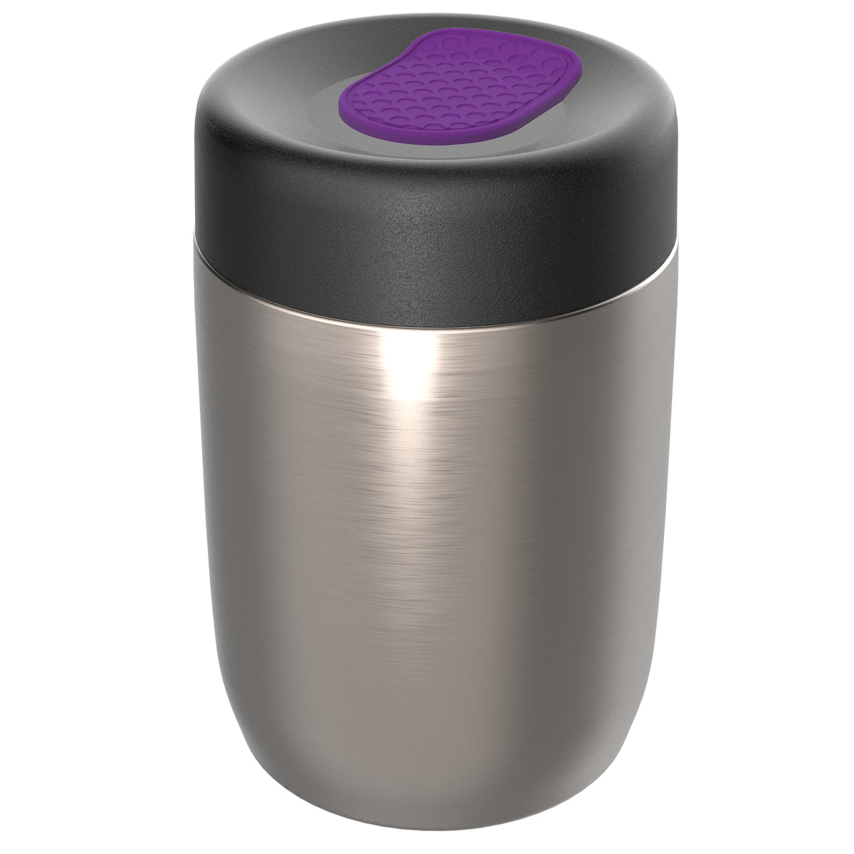 pot: silber, Deckel: lila