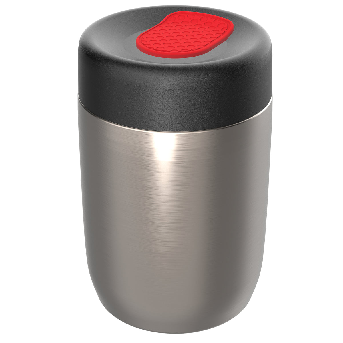 pot: silber, Deckel: rot