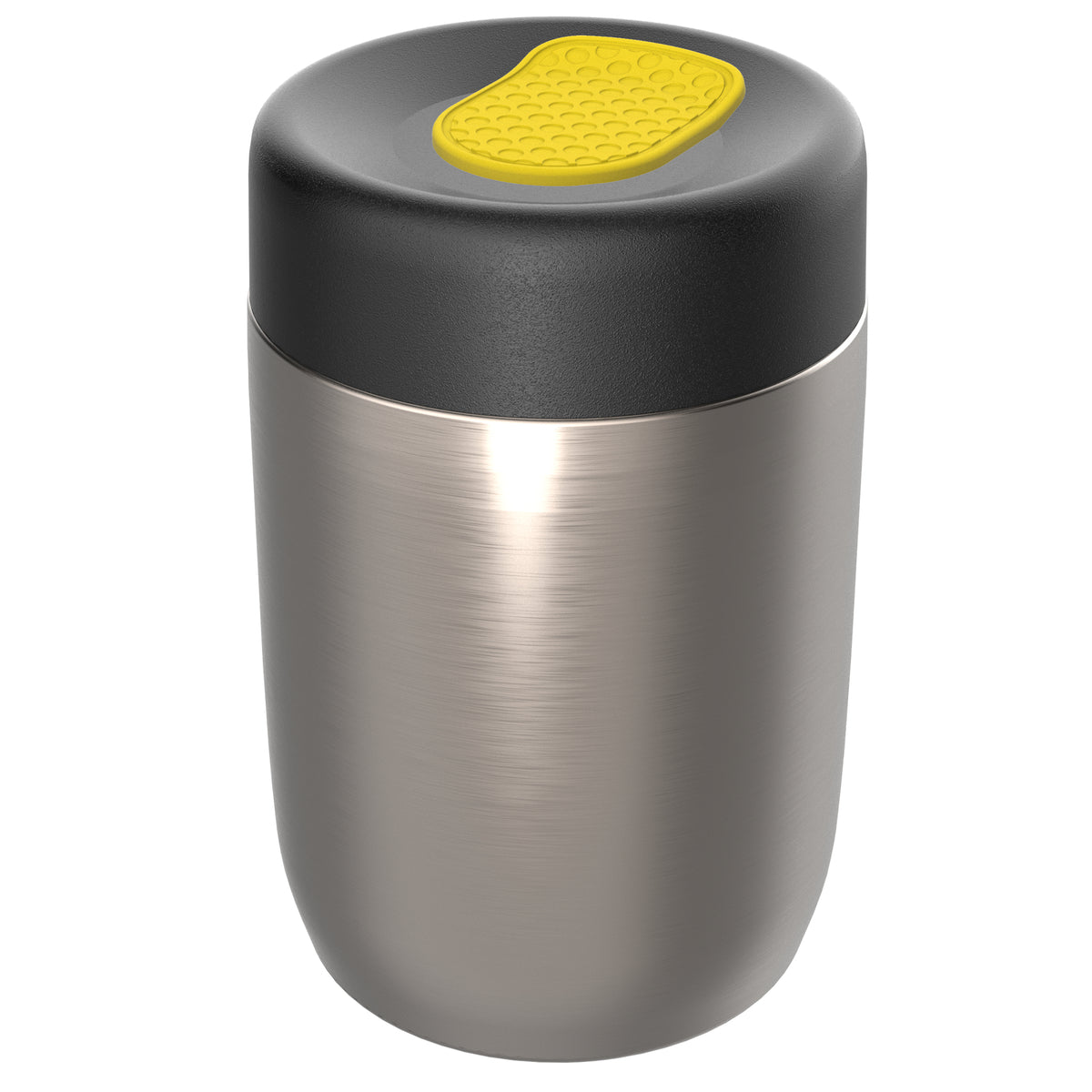 pot: silber, Deckel: gelb