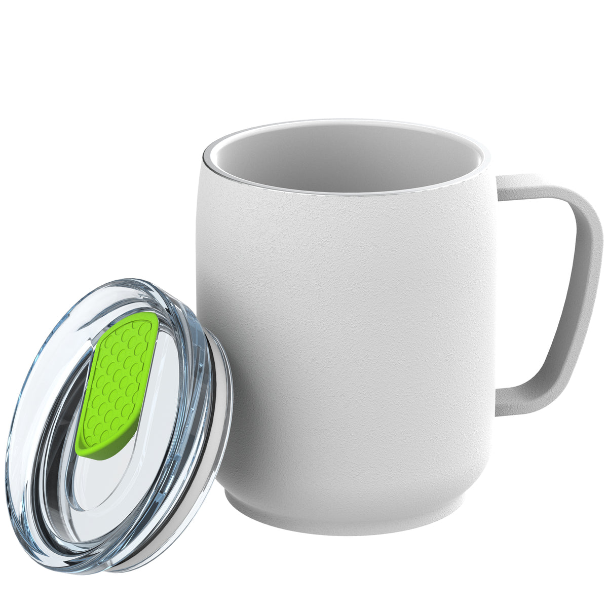 Becher: weiß, Deckel: hellgrün