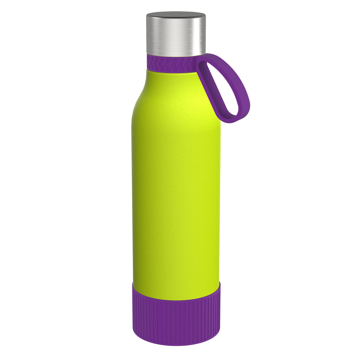 Flasche: grün, Ring: lila, Hülle: lila