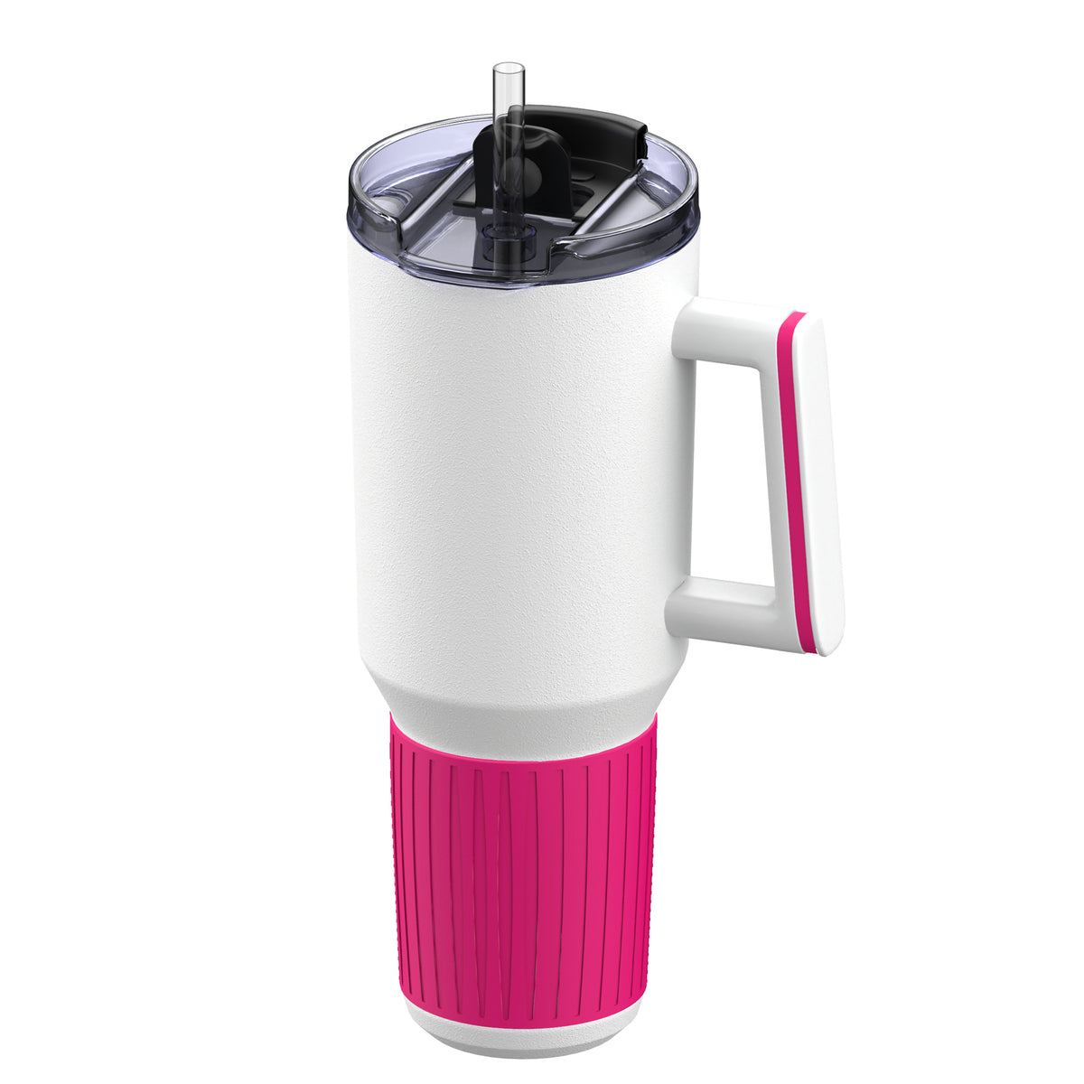 Becher: weiß, Ring: magenta, Hülle: magenta