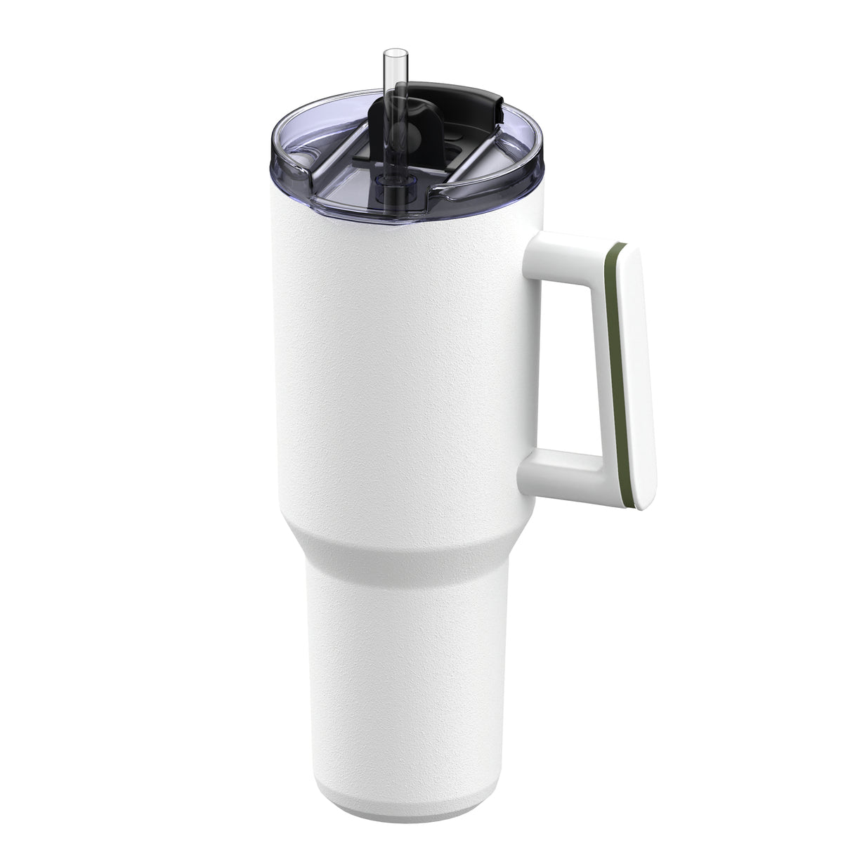 Becher: weiß, Ring: olivgrün