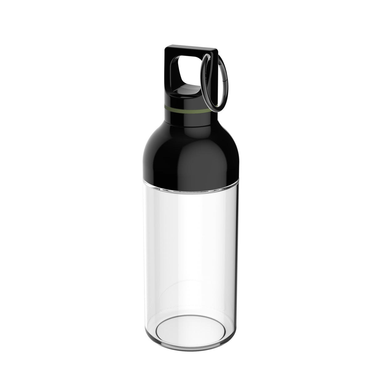 Flasche: transparent, Ring: olivgrün