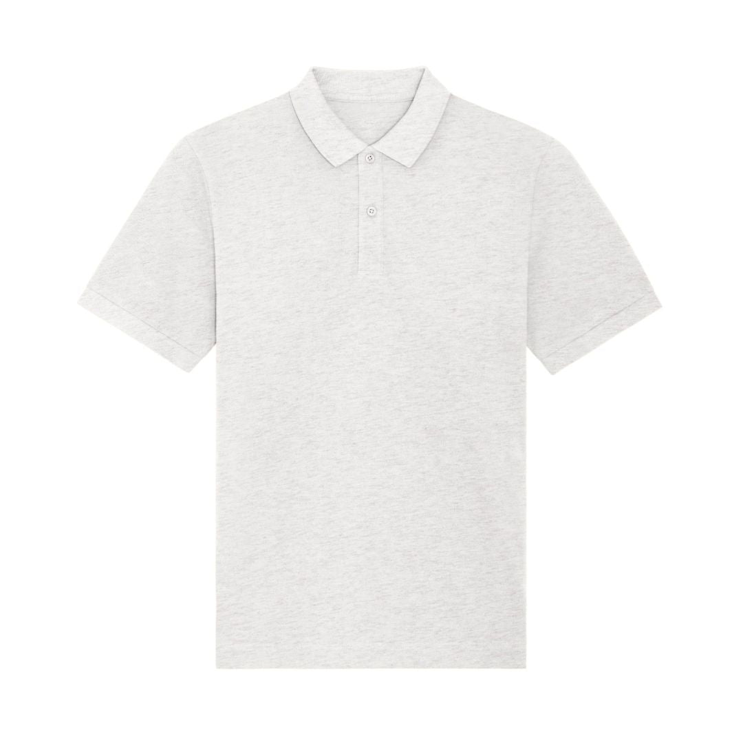 Unisex Poloshirt in creme grau meliert.