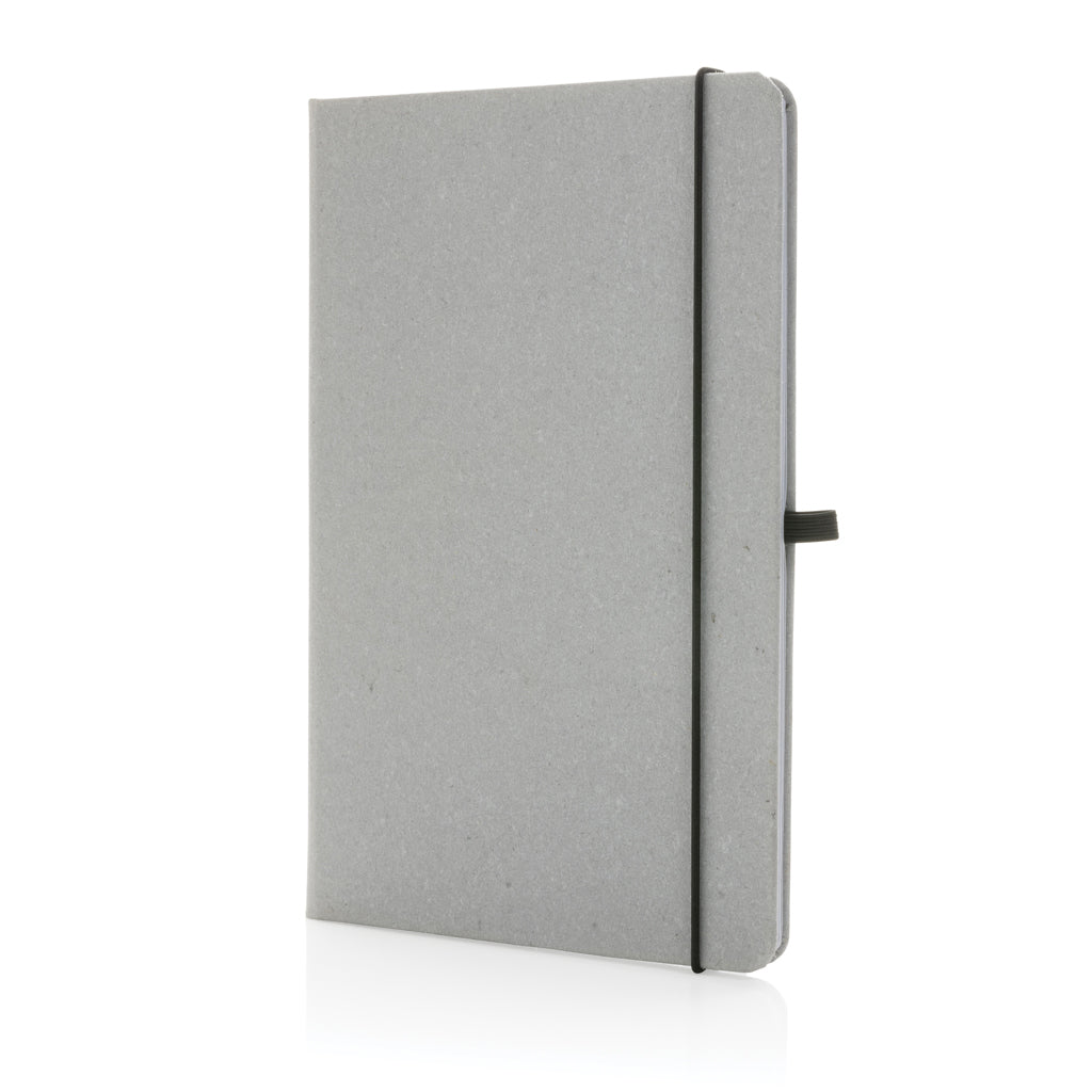A5 Hardcover Notizbuch aus GRS recyceltem PU – Hellgrau