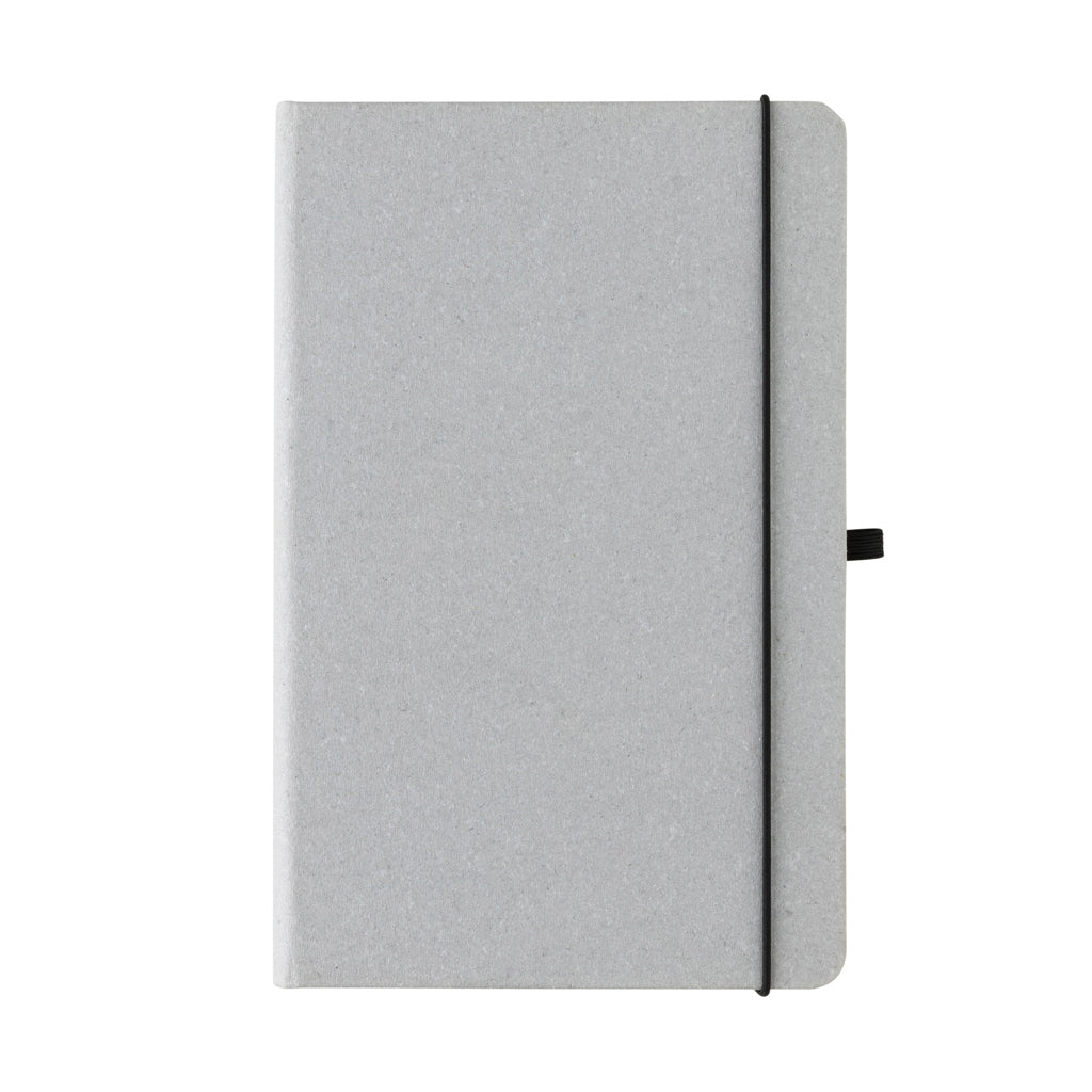 A5 Hardcover Notizbuch aus GRS recyceltem PU – Hellgrau