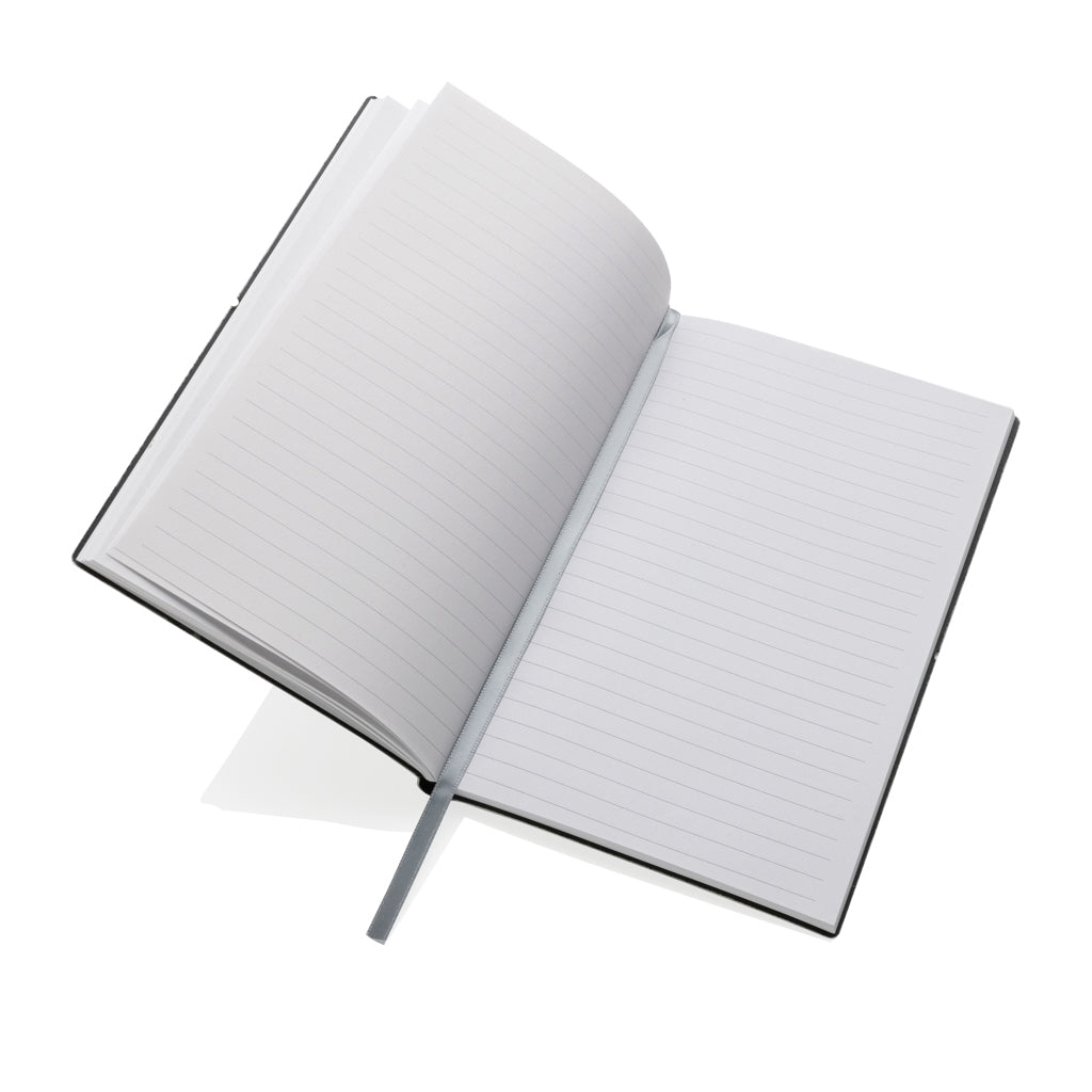 A5 Notizbuch aus GRS recyceltem Leder – Hellgrau