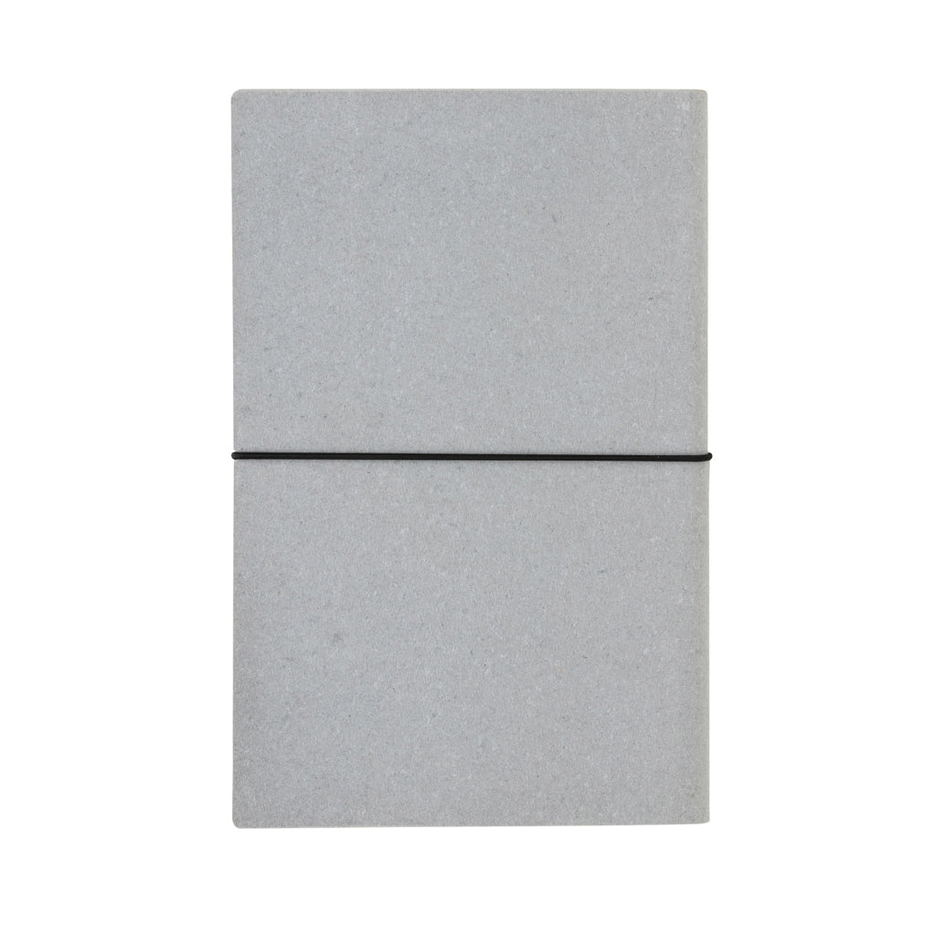 A5 Notizbuch aus GRS recyceltem Leder – Hellgrau