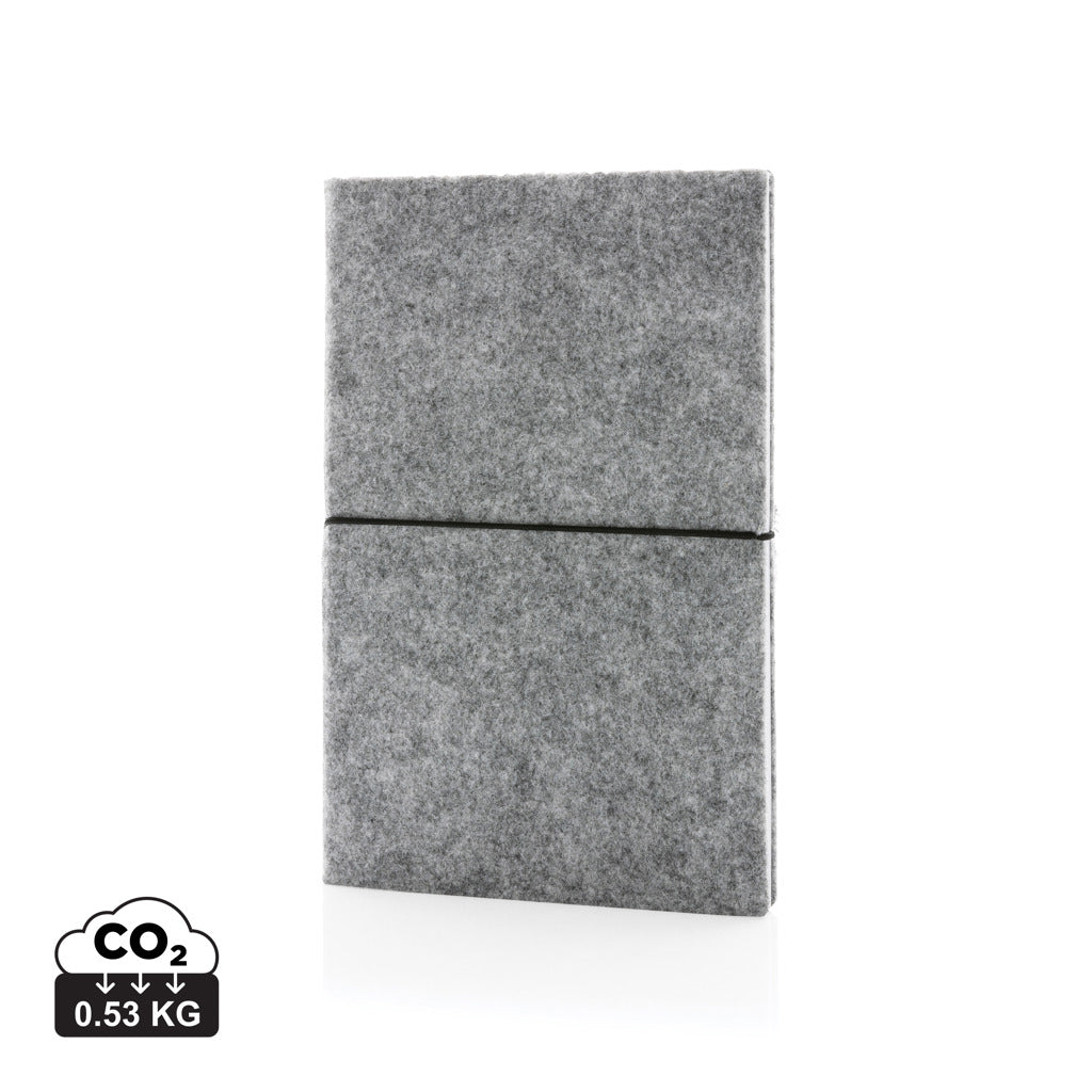 A5-Softcover-Notizbuch aus GRS zertifiert recyceltem Filz – grau
