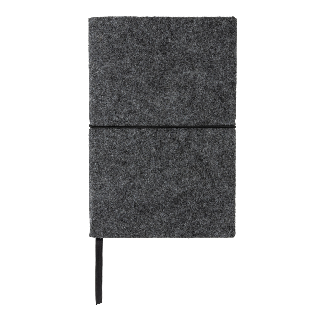 A5-Softcover-Notizbuch aus GRS zertifiert recyceltem Filz – schwarz