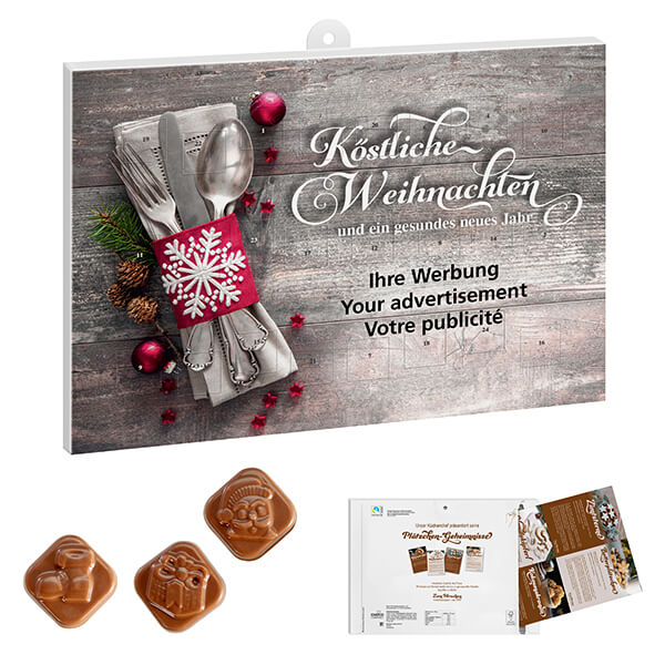 Adventskalender mit Weihnachtsmotiv und herausnehmbarem Werbeeinleger im A4 Format