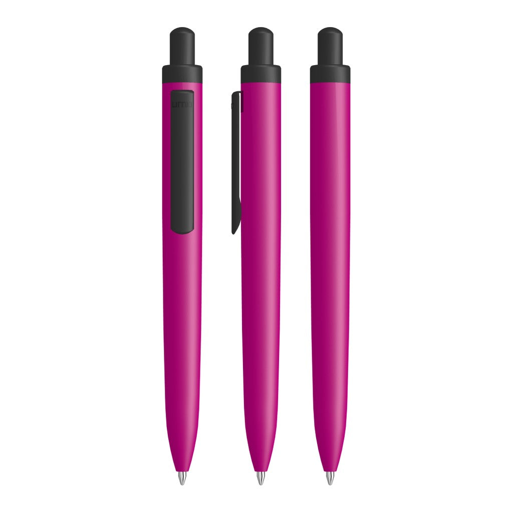 Aluminium Druckkugelschreiber mit schwarzem Metallclip – Magenta