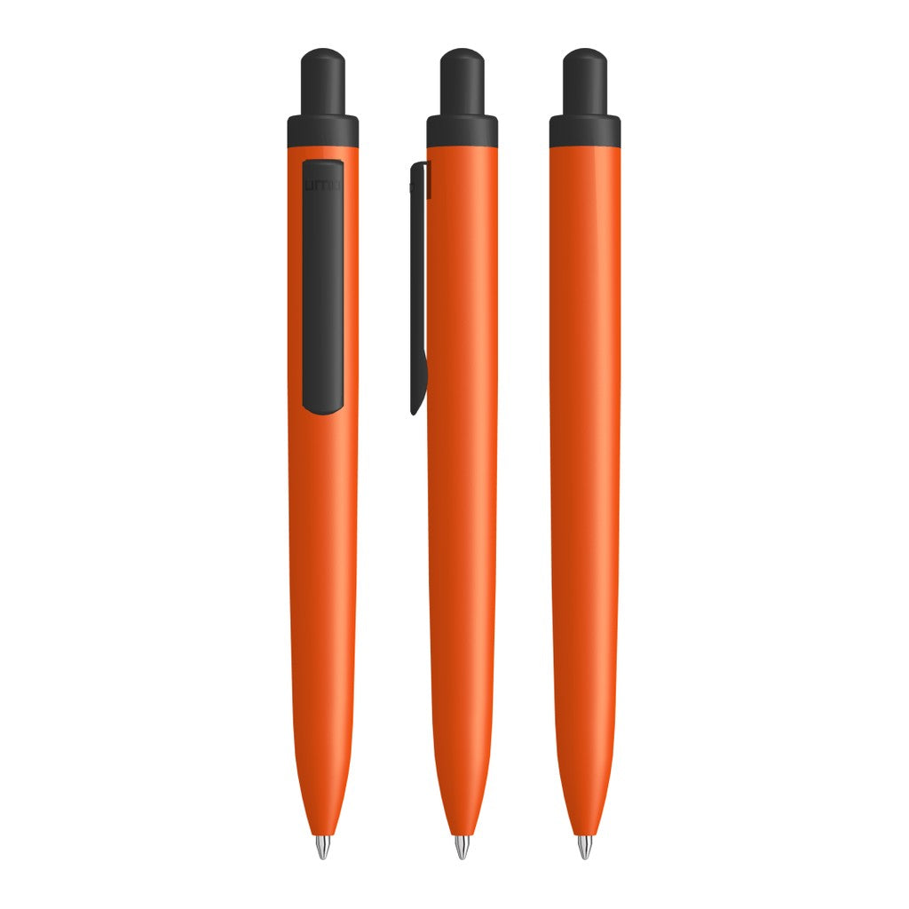 Aluminium Druckkugelschreiber mit schwarzem Metallclip – Orange