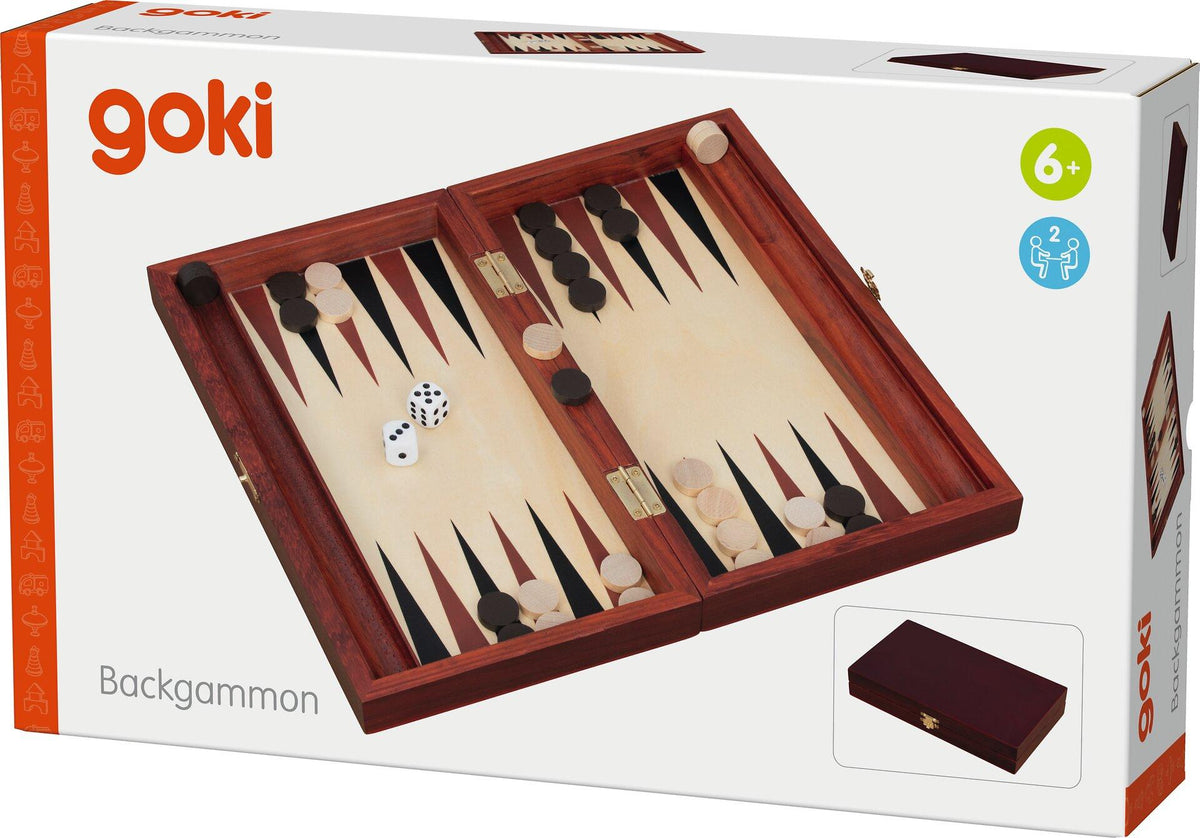 Backgammon Holzspiel im Format 33 x 28 cm von goki – weitere Ansicht