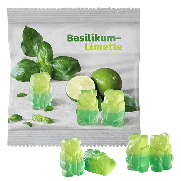 Basilikum Limette Bärchen im breiten bedruckten Werbetütchen
