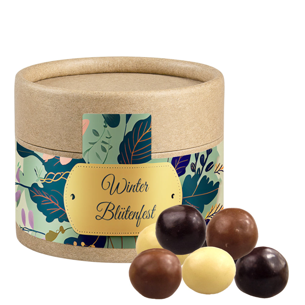 Bio Knusperkugeln in der kleinen Kraftpapierdose – Bio Knusperkugeln Mix, ca. 25 g