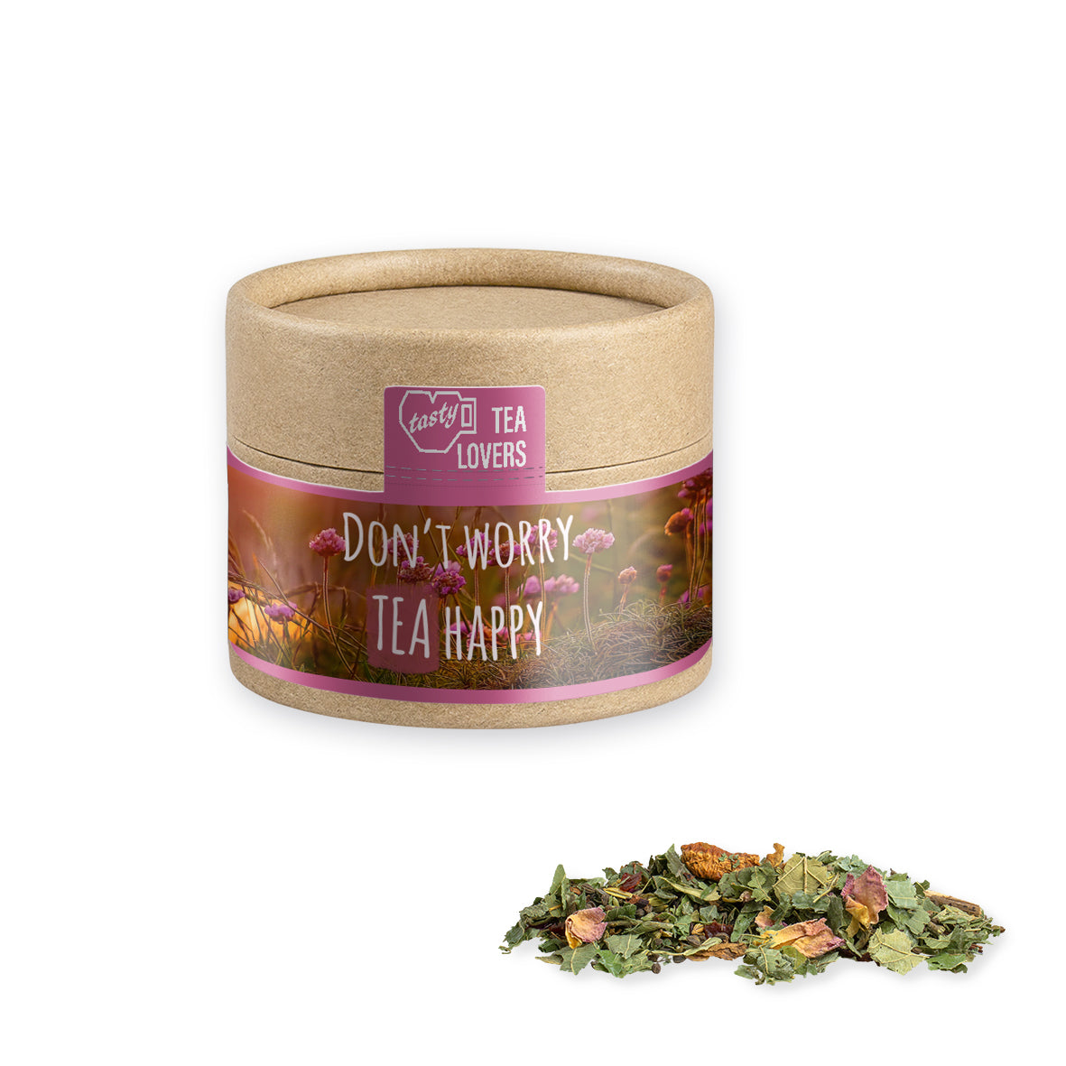 Bio Kräutertee in der kleinen Kraftpapierdose – Bio Kräutertee Glücksgefühle, ca. 17 g