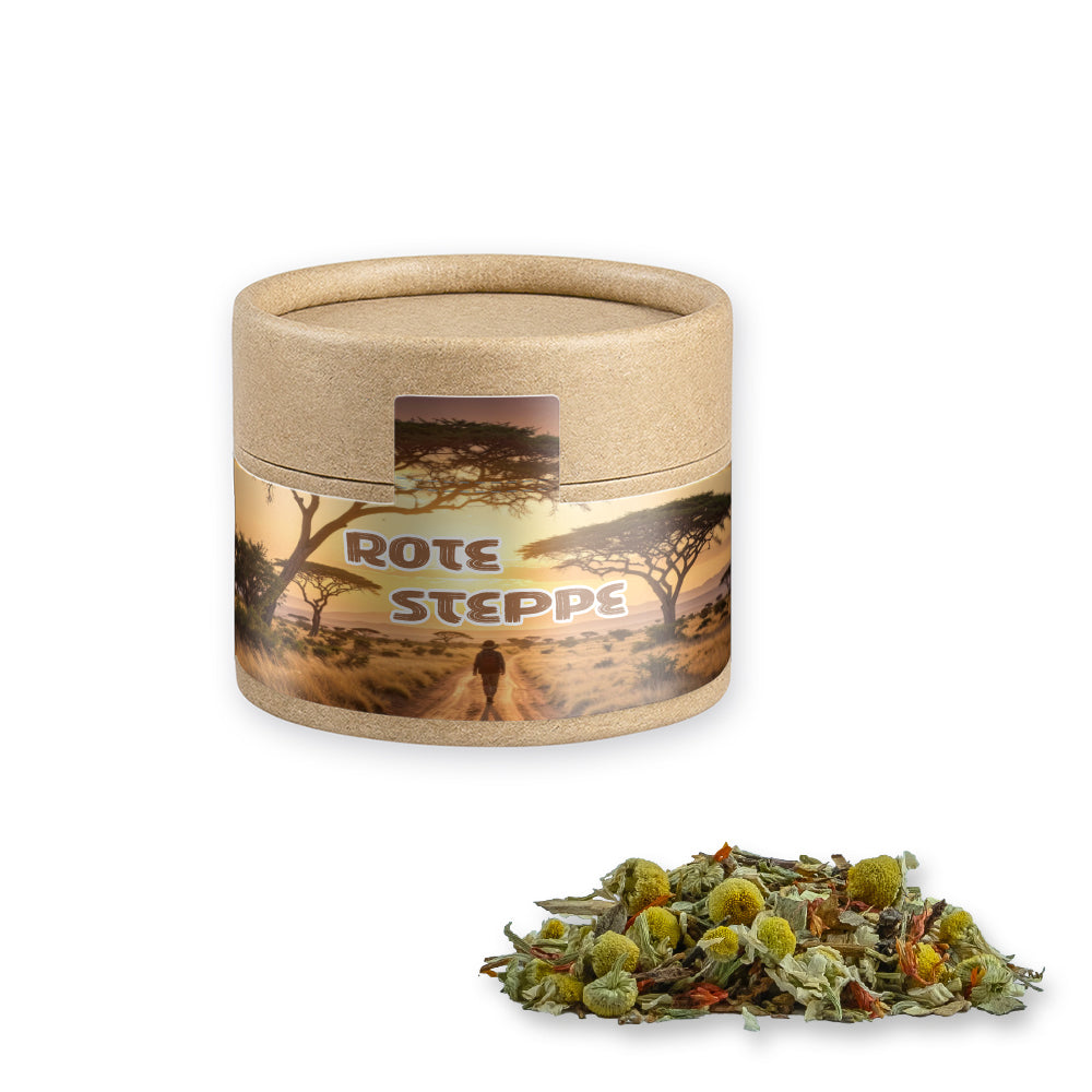 Bio Kräutertee in der kleinen Kraftpapierdose – Bio Rotbuschtee Entspannungszeit, ca. 20 g