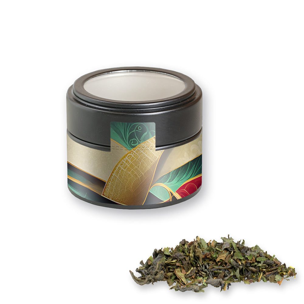Bio Kräutertee in der schwarzen Metalldose Mini – Bio Grüner Tee mit Minze, ca. 18 g