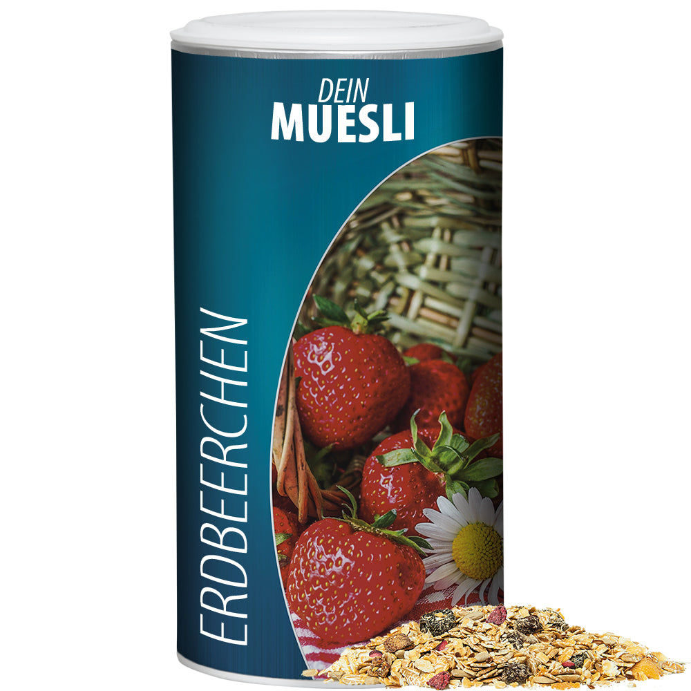 Bio Müsli in der Pappdose Medium – Bio Müsli Erdbeerchen, ca. 150 g