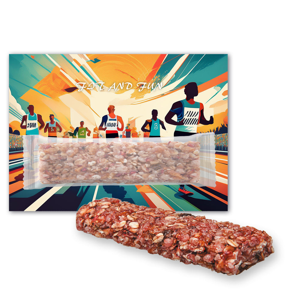 Bio Müsliriegel auf der Werbekarte – Bio Müsliriegel Multikorn Himbeere, ca. 30 g