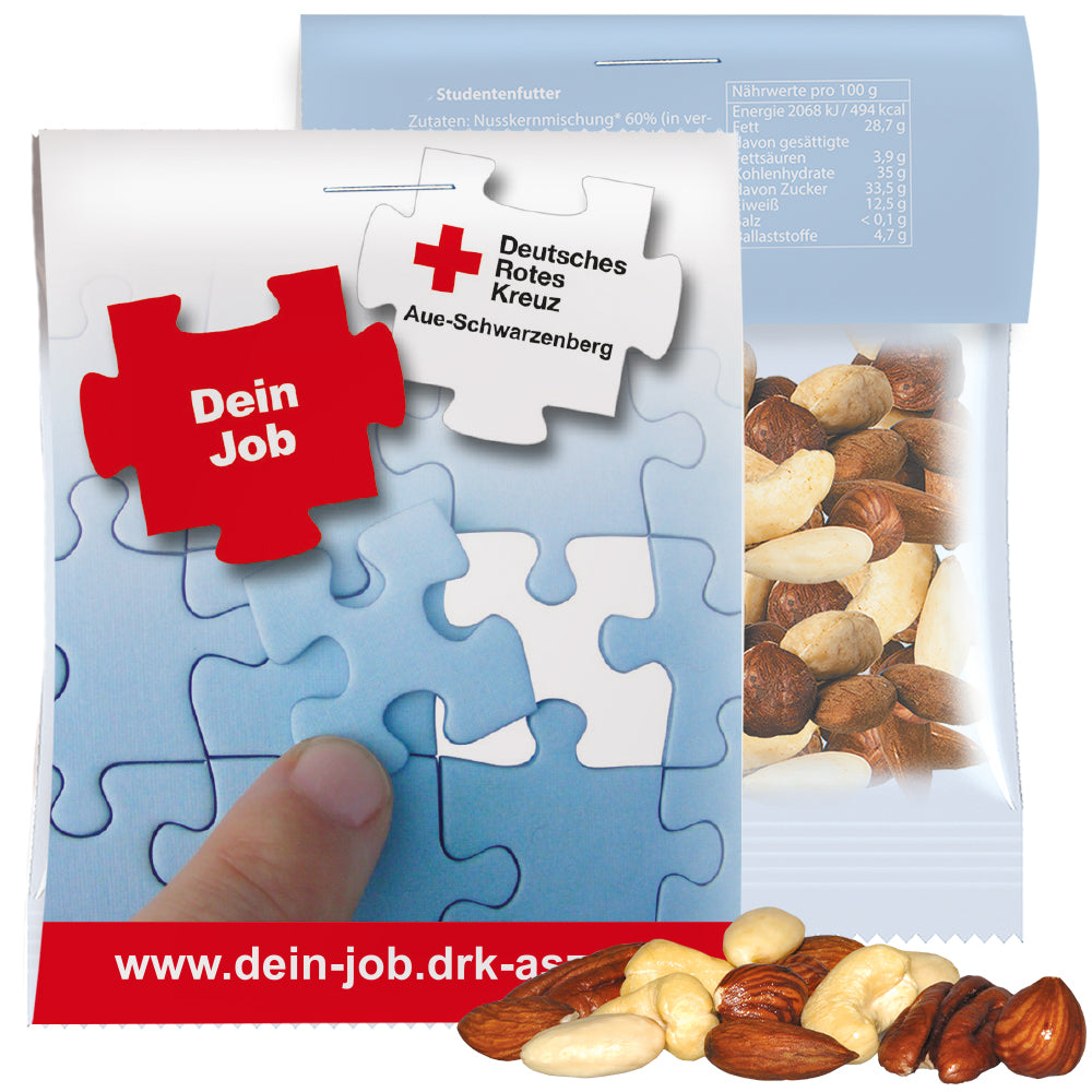 Bio Naschmix in der Midi Tüte mit Werbereiter – Bio NusskernMix, ca. 15 g