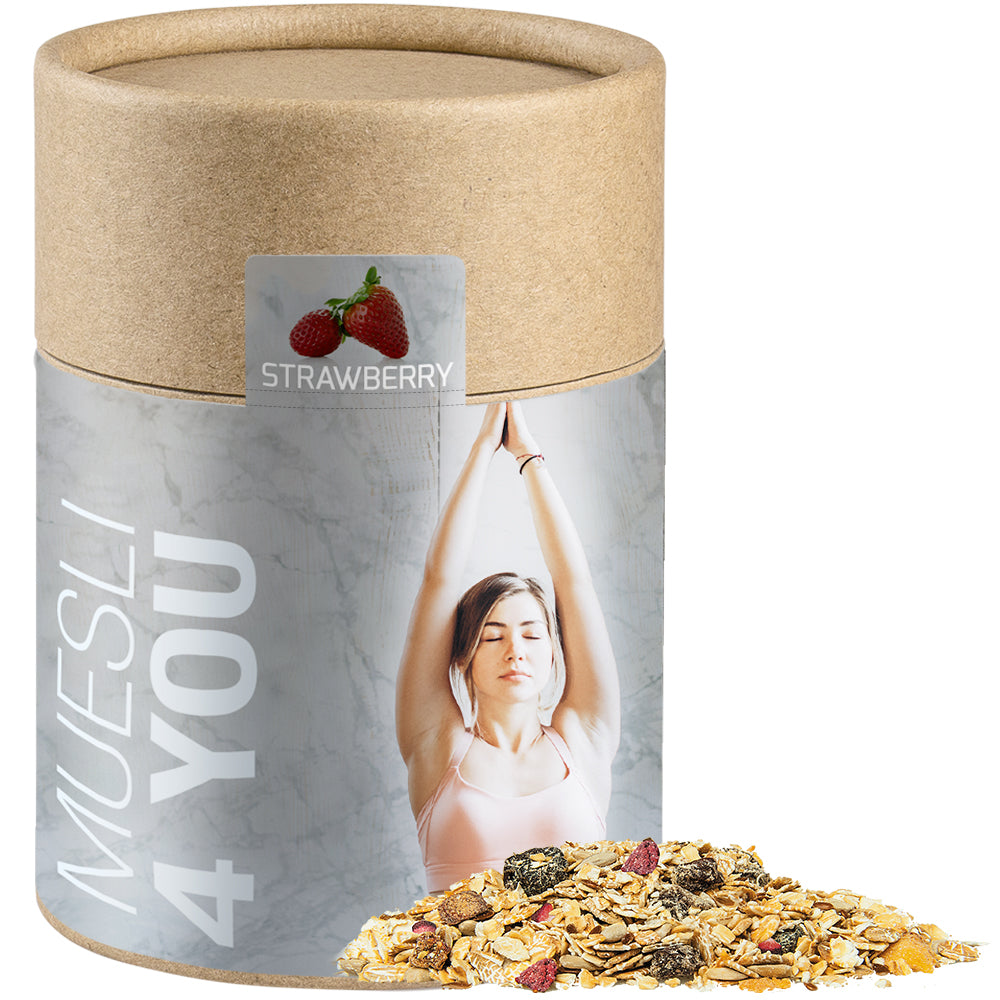 Bio Studentenfutter in der Kraftpapierdose – Bio Müsli Erdbeerchen, ca. 60 g