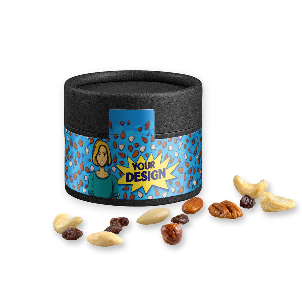 Bio Studentenfutter in der schwarzen Mini Dose – Bio Studentenfutter, ca. 40 g
