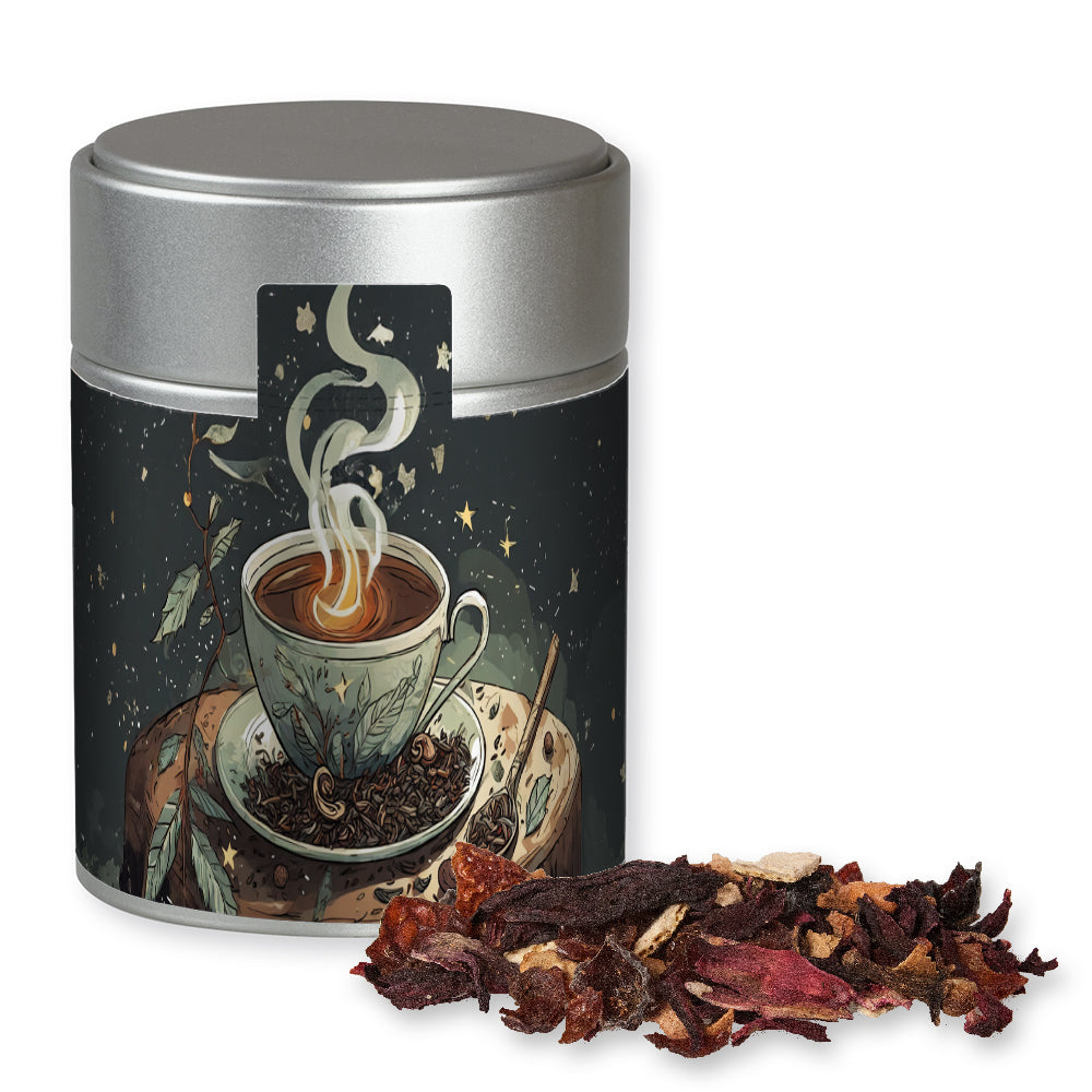 Bio Weihnachtstee in der Metalldose Midi silber – Bio Weihnachts Früchtetee, ca. 60 g