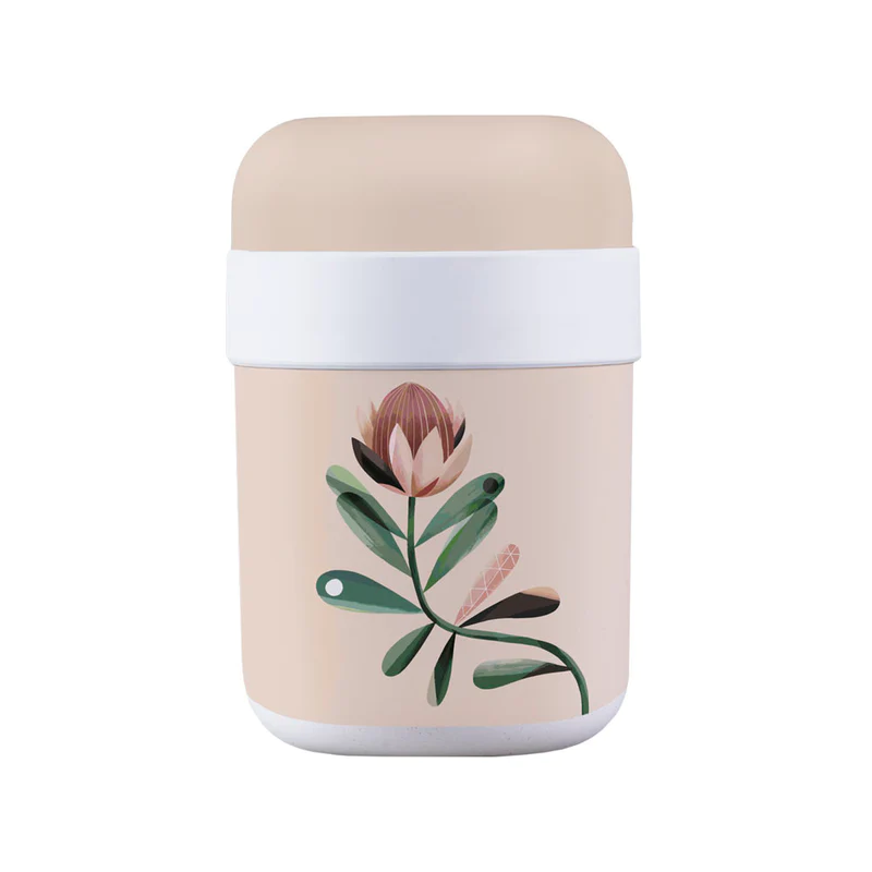 bioloco lunchpot weiß beige mit einer Pflanze