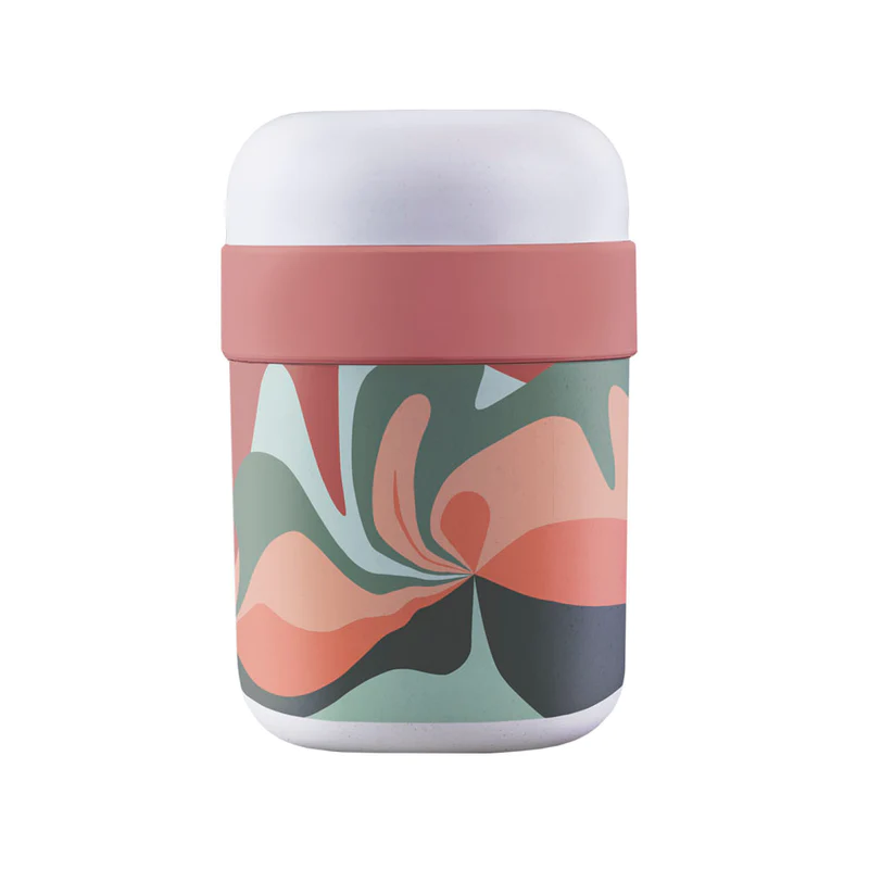 bioloco lunchpot weiß rot/rosa, mit einem bunten Design