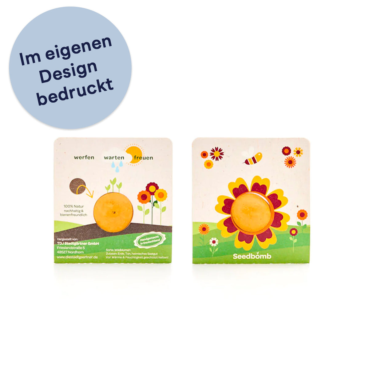 Blumenmurmel zum einpflanzen im bedruckbarem Papierträger