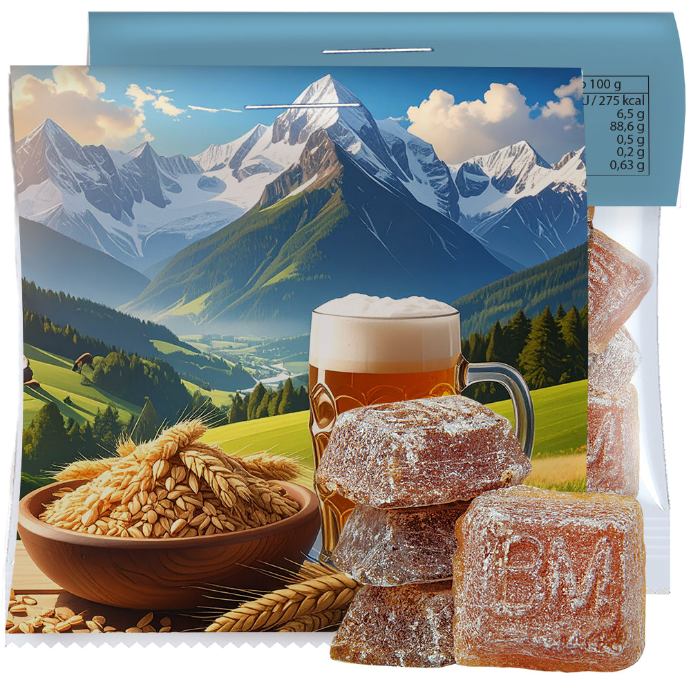 Bonbon und Nuss Mix in der Midi Tüte mit Werbereiter – Bayrisch Malz Bonbons, ca. 17 g