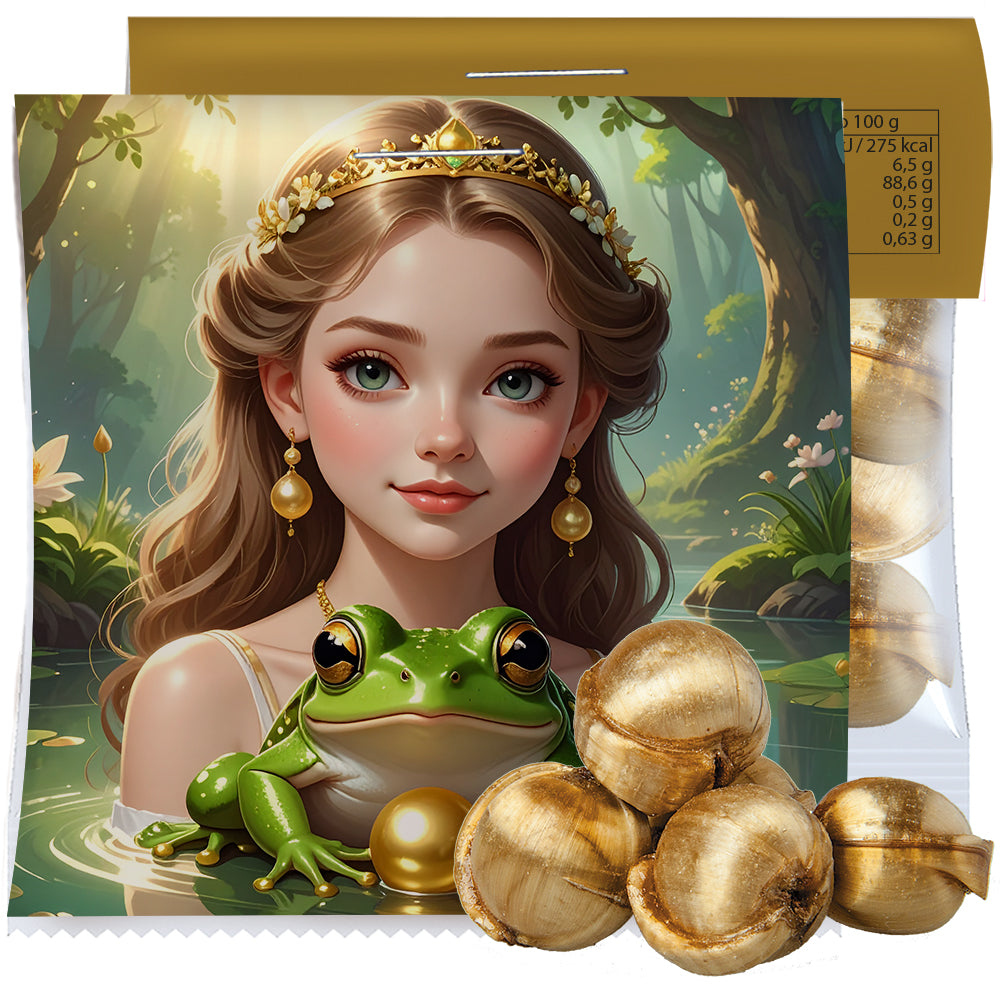 Bonbon und Nuss Mix in der Midi Tüte mit Werbereiter – Goldnüsse Bonbons, ca. 17 g