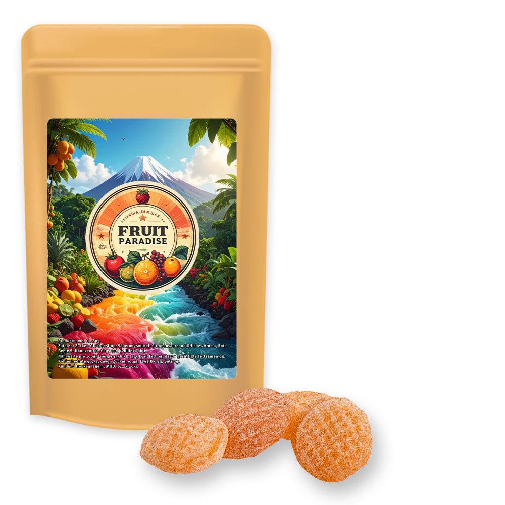Bonbonmischungen im Standbeutel Midi aus Kraftpapier – Multivitamin Bonbons, ca. 80 g