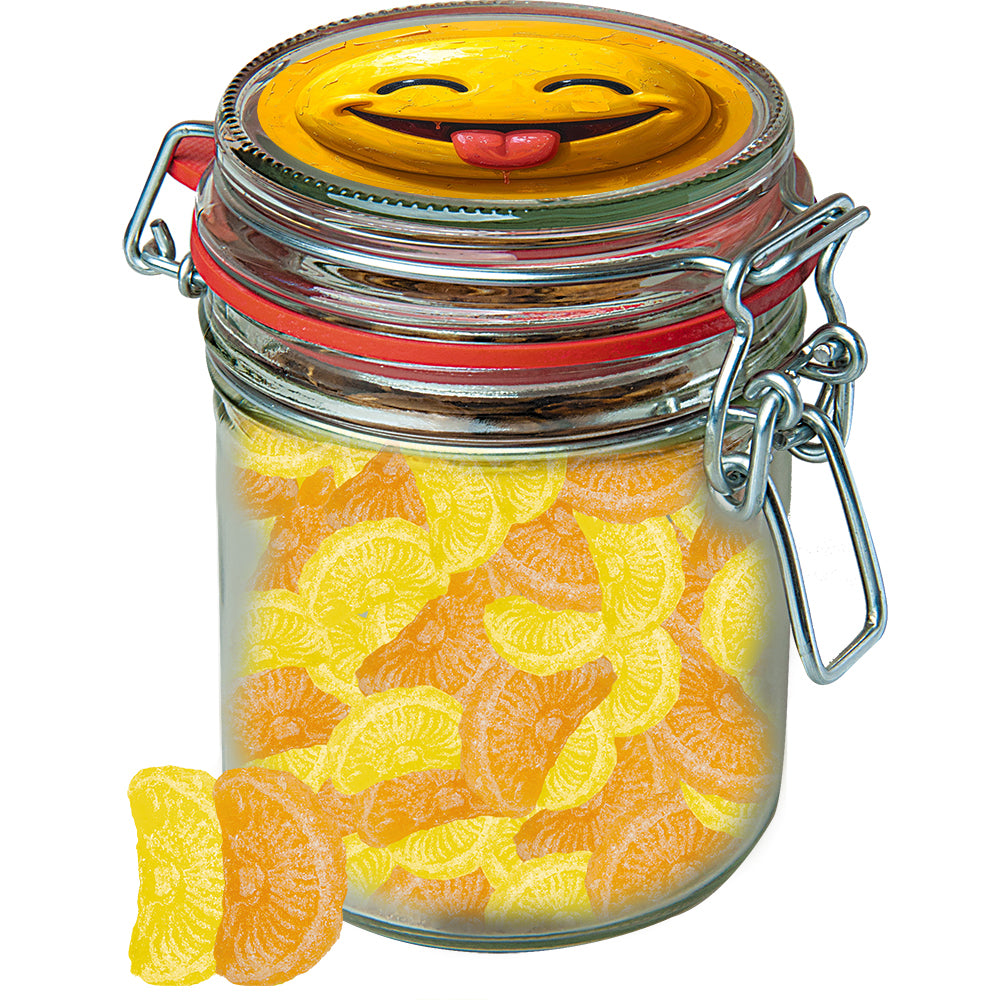 Bonbons im Glas Maxi mit Etikett – Zitrone und Orangen Bonbons, ca. 200 g