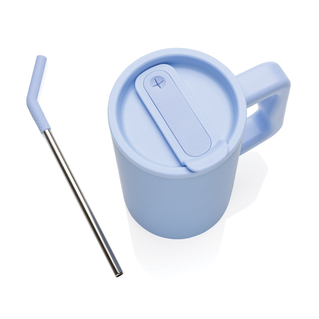 Cube Becher aus RCS recyceltem Stahl 800ml – hellblau
