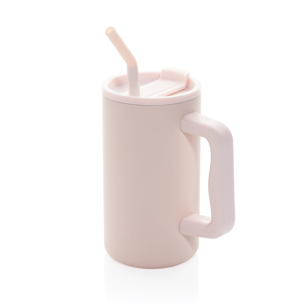 Cube Becher aus RCS recyceltem Stahl 800ml – rosa
