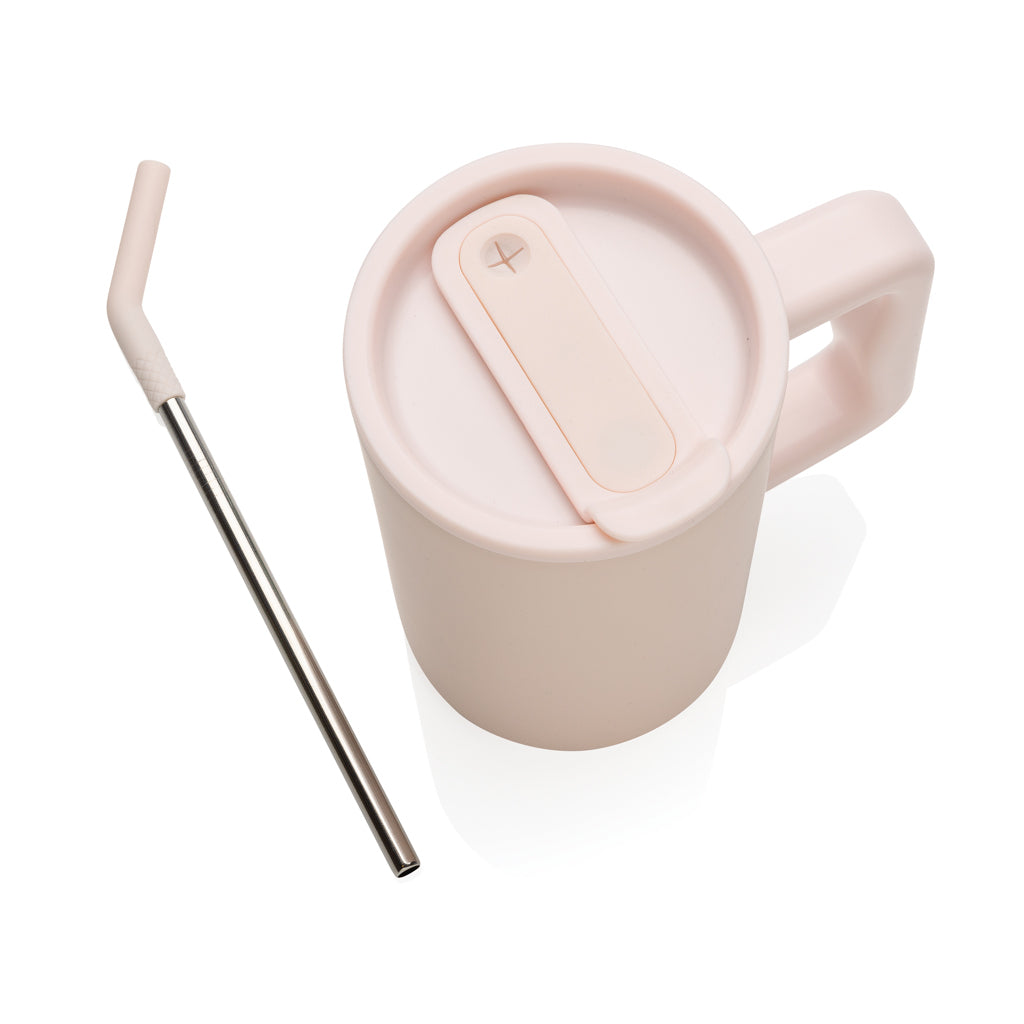 Cube Becher aus RCS recyceltem Stahl 800ml – rosa