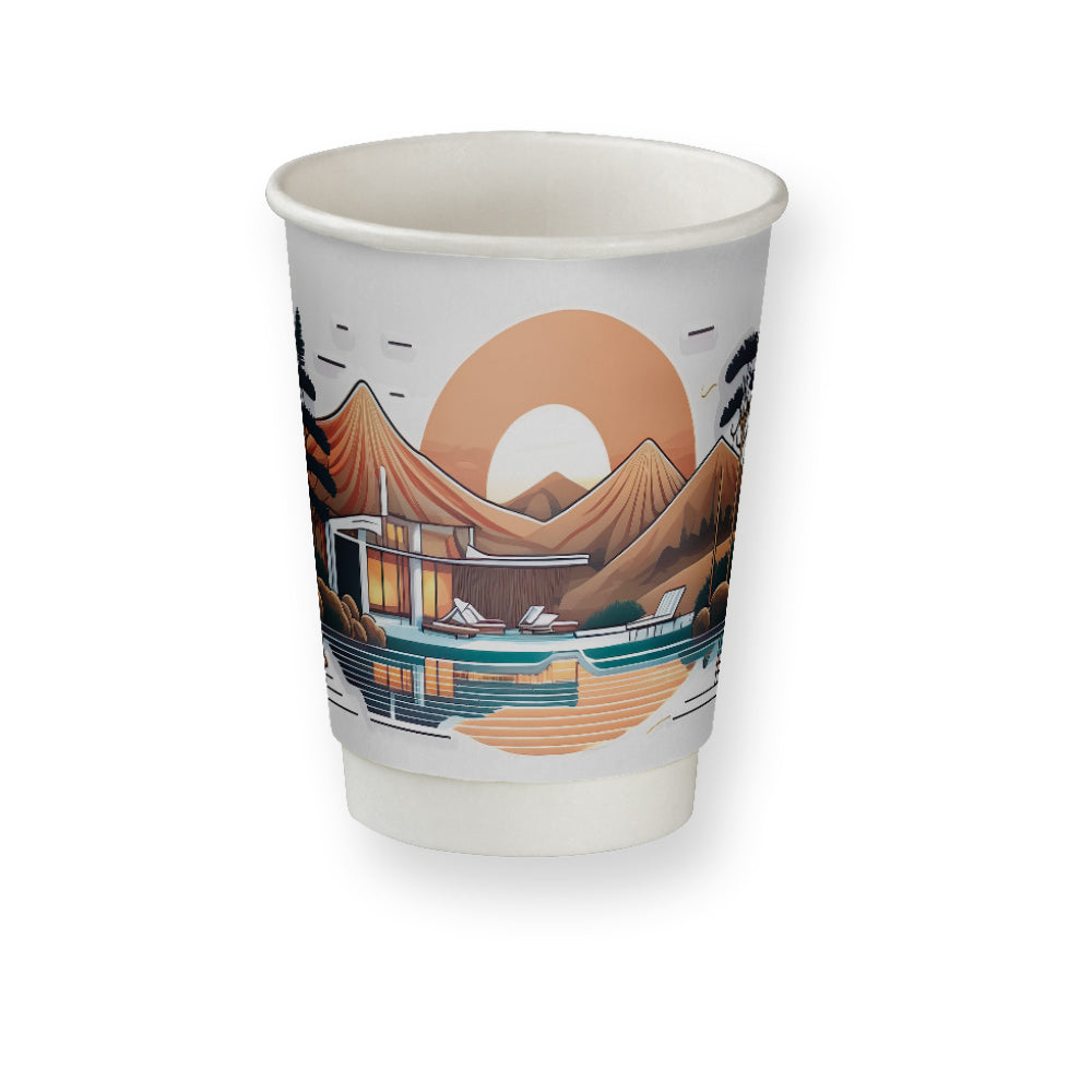 Doppelwandiger Pappbecher Midi mit Logo – Doppelwandige Pappbecher, 200ml, Doppelwandige Becher Midi