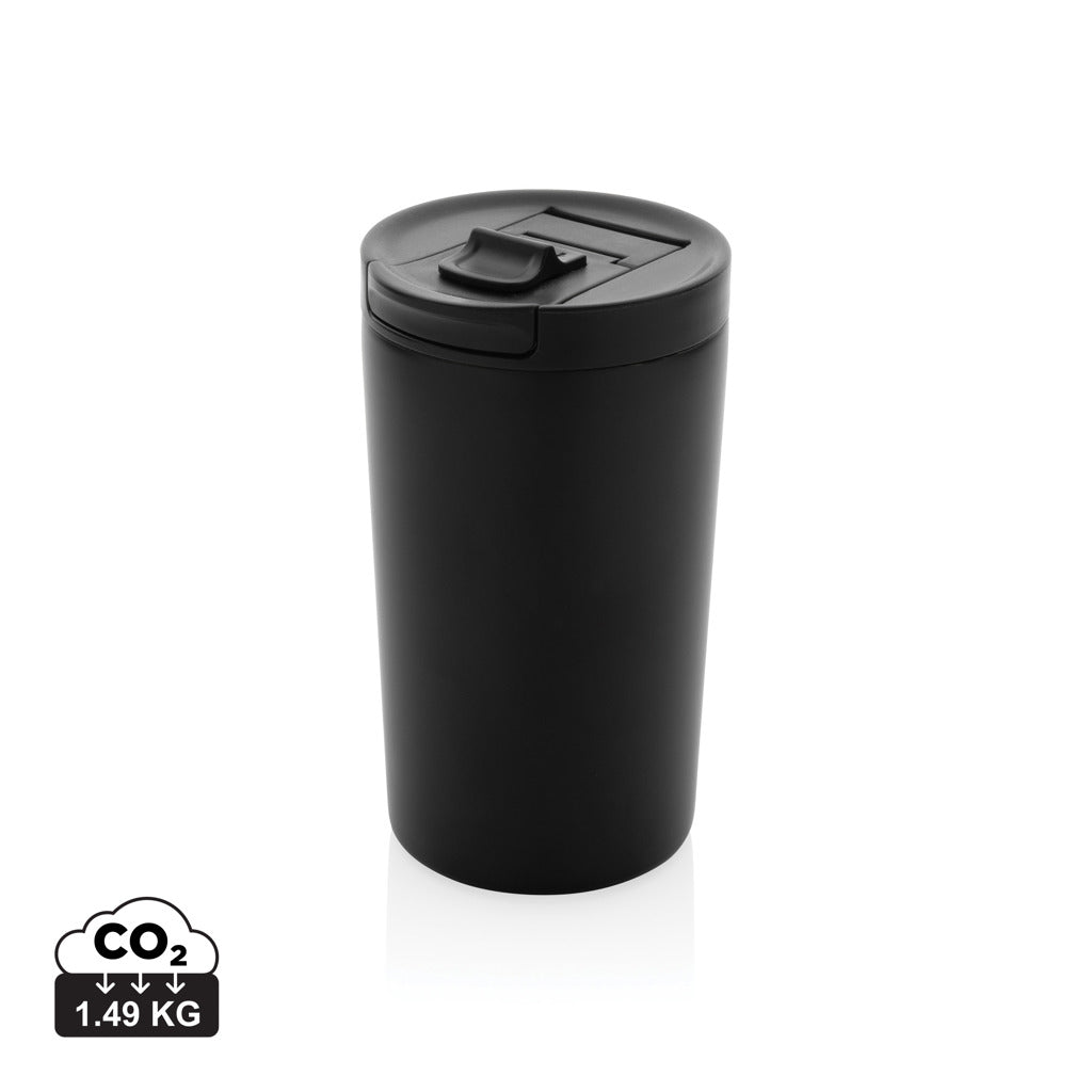 Doppelwandiger Vakuum-Becher aus RCS recyceltem SS – schwarz