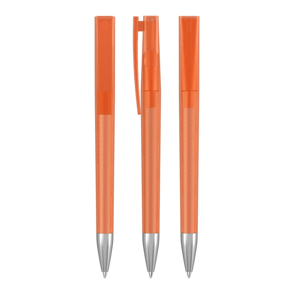 Drehkugelschreiber frozen mit gerippter Griffzone – Orange