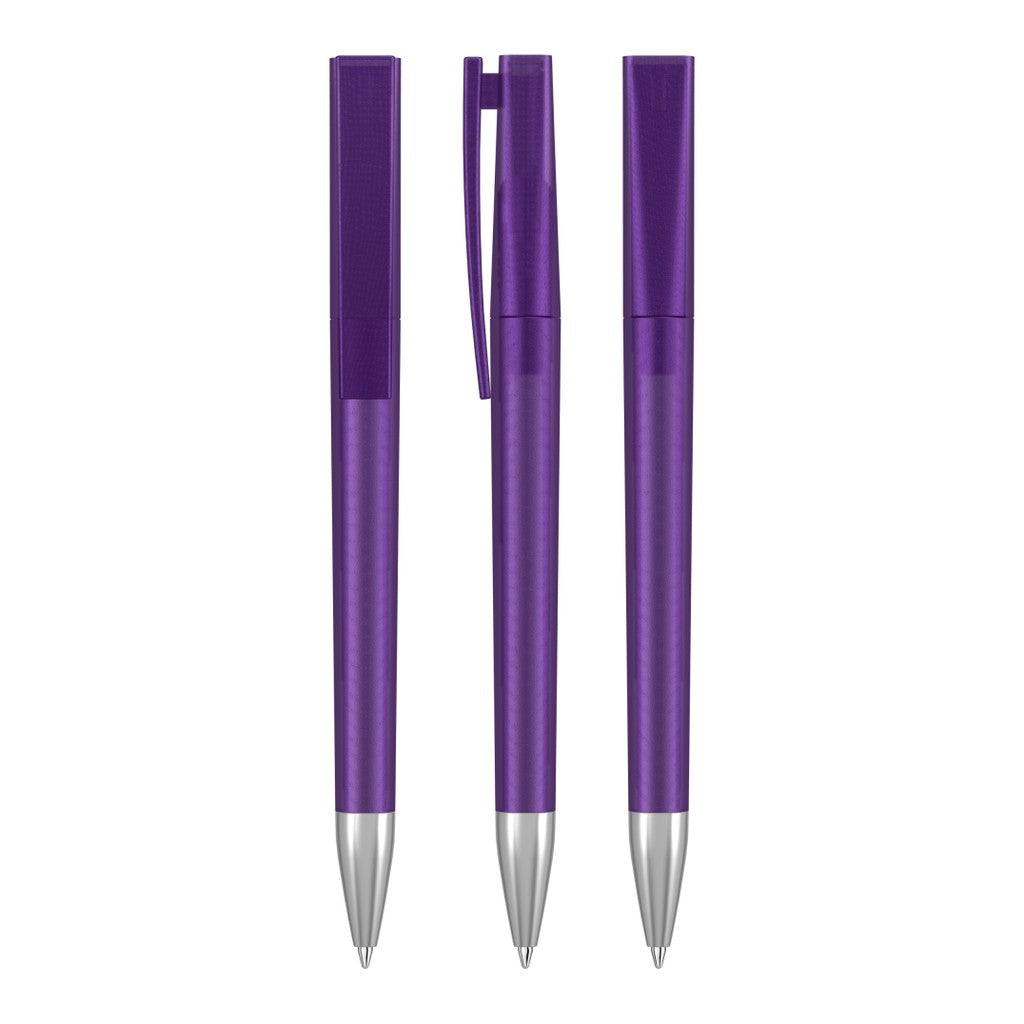 Drehkugelschreiber frozen mit gerippter Griffzone – Violett