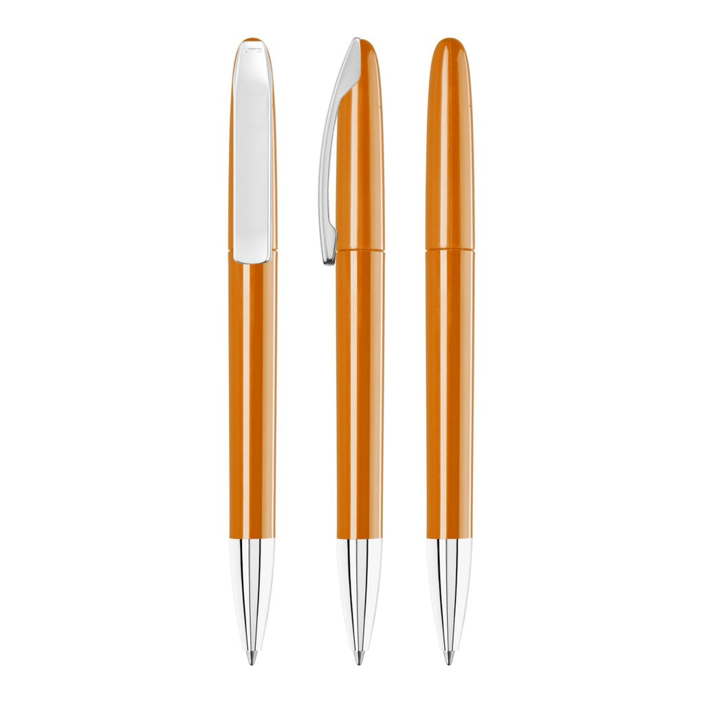 Drehkugelschreiber glänzend mit Metallclip – Orange
