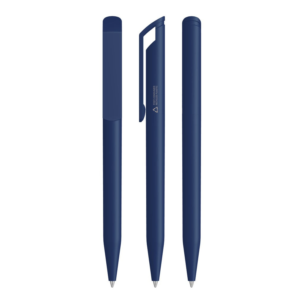 Drehkugelschreiber mit Lochclip und geriffelter Spitze – Blau