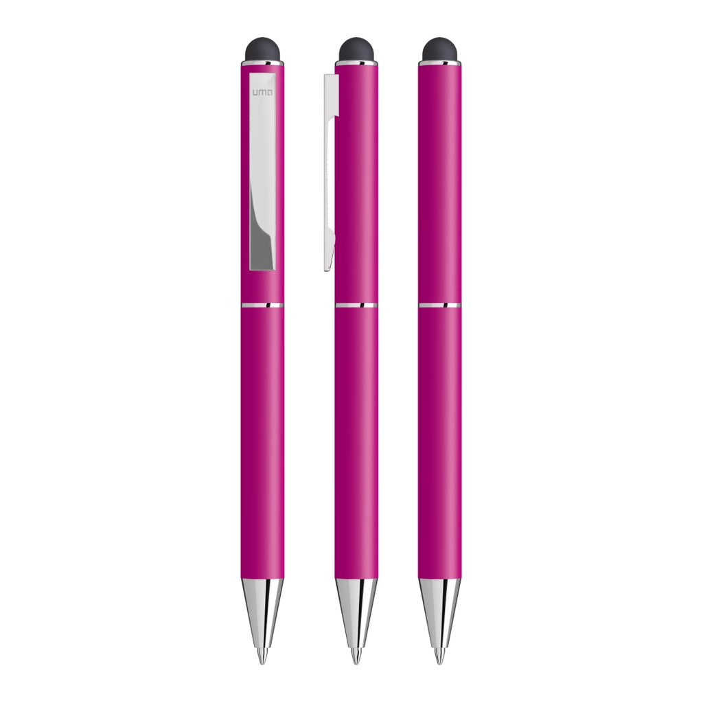 Drehkugelschreiber mit mattem Gehäuse und Stylusfunktion – Magenta