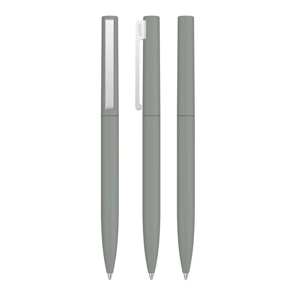 Drehkugelschreiber mit Soft Touch Griff und Federclip – Grau