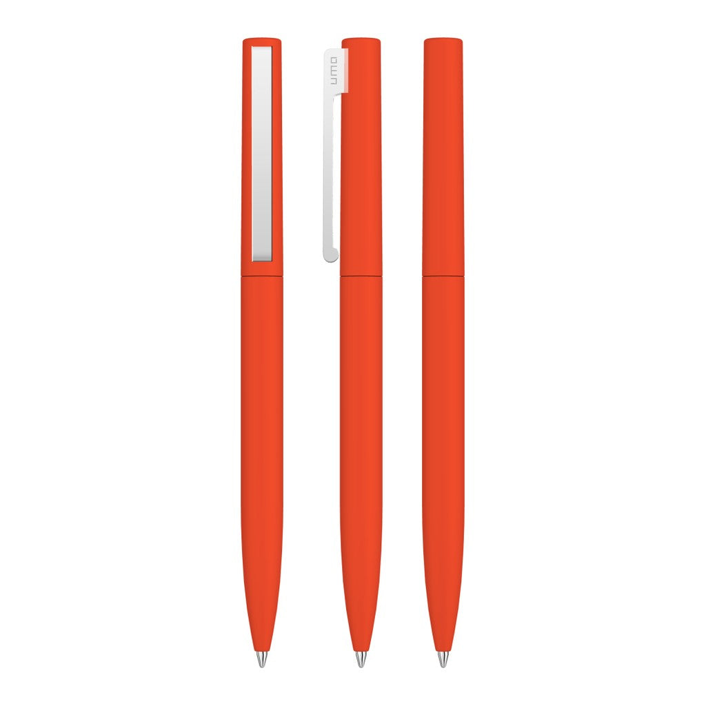 Drehkugelschreiber mit Soft Touch Griff und Federclip – Orange